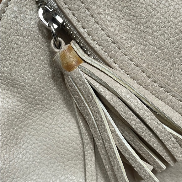 Express Cream Clutch with Tassel and Flap Closure - Picture 3 of 6